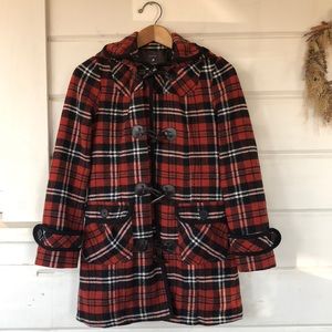Red Buffalo Plaid Hooded Toggle Coat